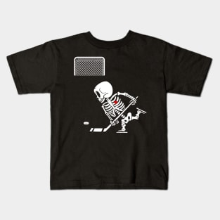 hockey skeleton halloween Kids T-Shirt